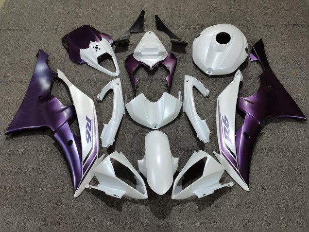 Blanc Mat & Violet 2008-2016 Yamaha R6 Carénage Moto Blanc Mat & Violet 2008-2016 Yamaha R6 Carénage Moto