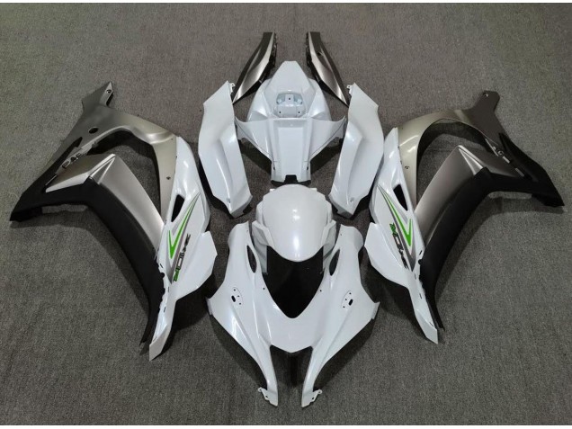 Blanc Nacré & Argent 2016-2019 Kawasaki ZX10R Carénage Moto Blanc Nacré & Argent 2016-2019 Kawasaki ZX10R Carénage Moto