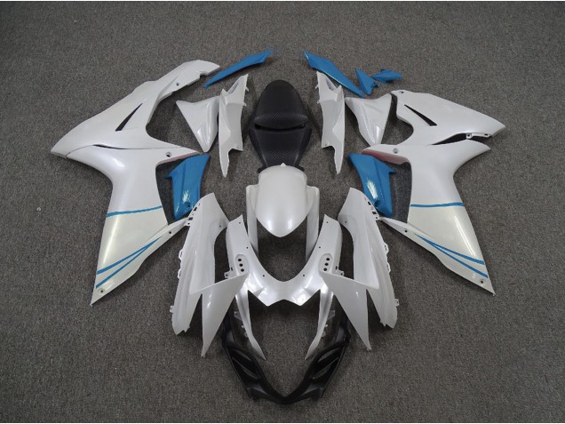 Blanc Nacré & Bleu Clair 2011-2024 Suzuki GSXR 600-750 Carénage Moto Blanc Nacré & Bleu Clair 2011-2024 Suzuki GSXR 600-750 Carénage Moto