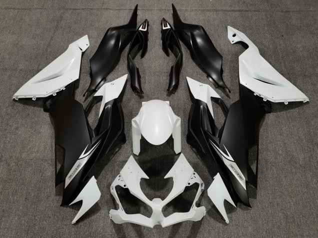 Blanc Nacré Mat & Noir 2019-2023 Kawasaki ZX6R Carénage Moto Blanc Nacré Mat & Noir 2019-2023 Kawasaki ZX6R Carénage Moto