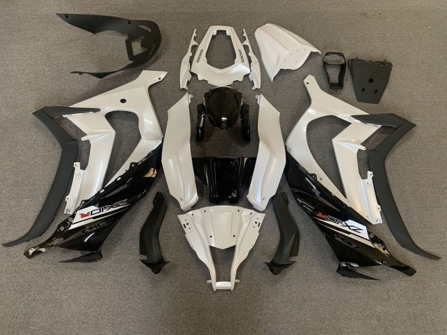 Blanc Nacré & Noir 2011-2015 Kawasaki ZX10R Carénage Moto Blanc Nacré & Noir 2011-2015 Kawasaki ZX10R Carénage Moto