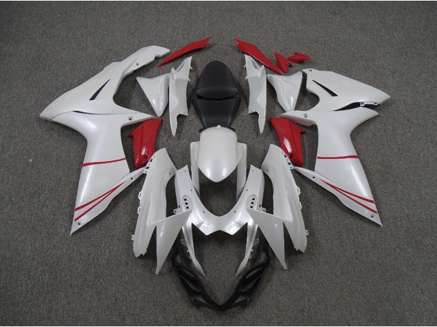 Blanc Nacré & Rouge 2011-2024 Suzuki GSXR 600-750 Carénage Moto Blanc Nacré & Rouge 2011-2024 Suzuki GSXR 600-750 Carénage Moto