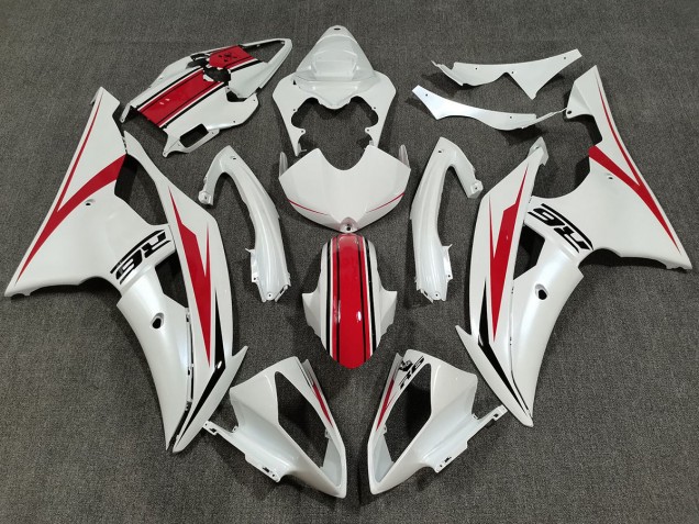 Blanc Nacré & Rouge Brillant 2008-2016 Yamaha R6 Carénage Moto Blanc Nacré & Rouge Brillant 2008-2016 Yamaha R6 Carénage Moto