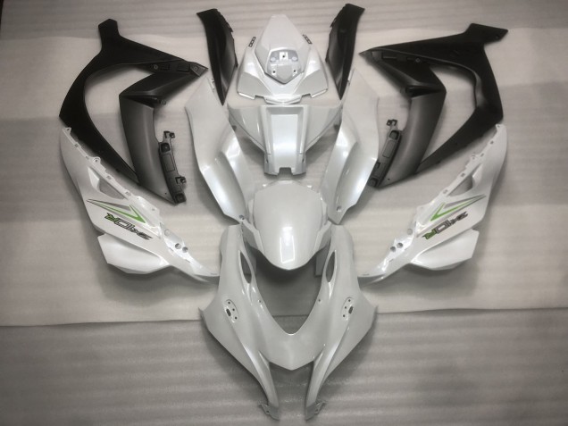 Blanc Nacré & Vert 2016-2019 Kawasaki ZX10R Carénage Moto Blanc Nacré & Vert 2016-2019 Kawasaki ZX10R Carénage Moto