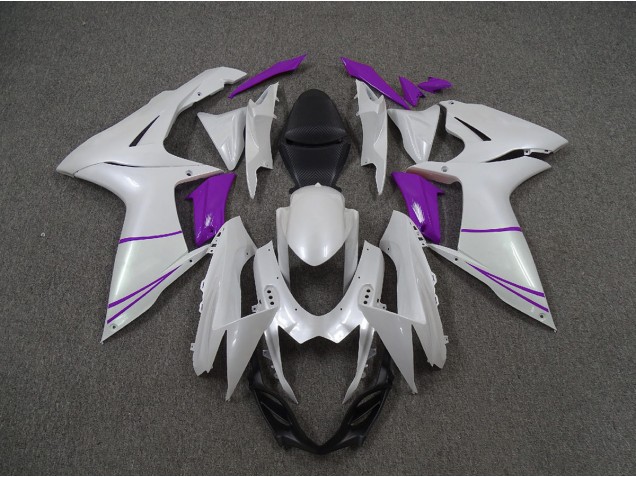 Blanc Nacré & Violet 2011-2024 Suzuki GSXR 600-750 Carénage Moto Blanc Nacré & Violet 2011-2024 Suzuki GSXR 600-750 Carénage Moto