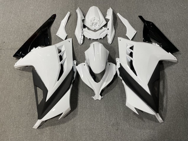 Blanc & Noir Brillant 2013-2018 Kawasaki Ninja 300 Carénage Moto Blanc & Noir Brillant 2013-2018 Kawasaki Ninja 300 Carénage Moto