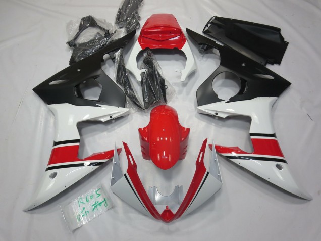 Blanc Rouge & Noir 2005 Yamaha R6 Carénage Moto Blanc Rouge & Noir 2005 Yamaha R6 Carénage Moto