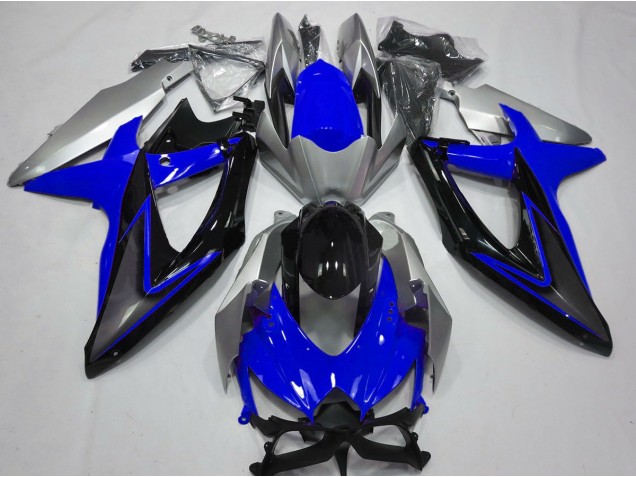 Bleu & Argent 2008-2010 Suzuki GSXR 600-750 Carénage Moto Bleu & Argent 2008-2010 Suzuki GSXR 600-750 Carénage Moto