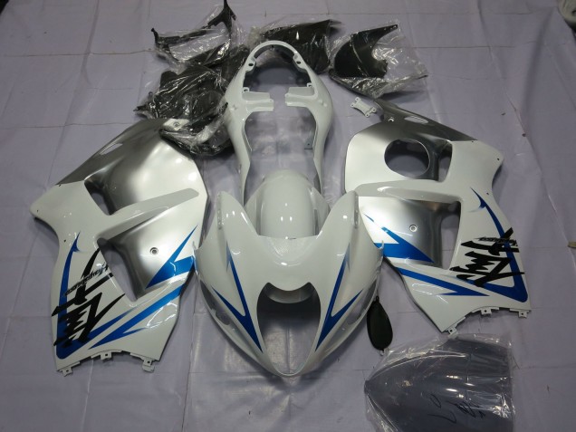 Bleu Blanc & Argent 1997-2007 Suzuki GSXR 1300 Carénage Moto Bleu Blanc & Argent 1997-2007 Suzuki GSXR 1300 Carénage Moto