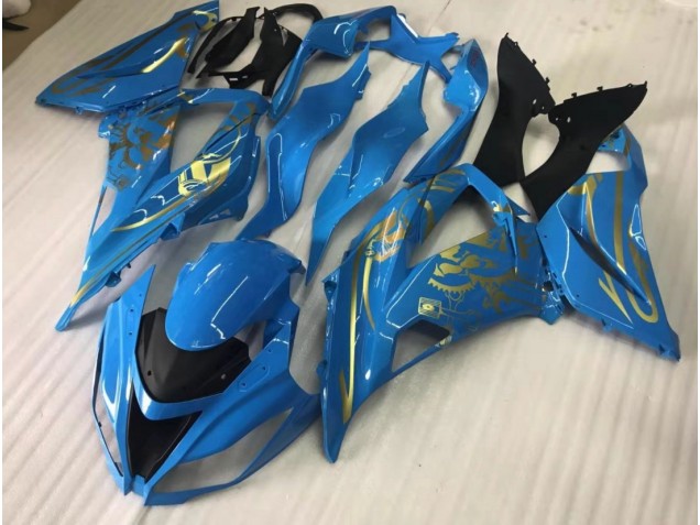 Bleu Brillant Avec Or 2016-2019 Kawasaki ZX10R Carénage Moto Bleu Brillant Avec Or 2016-2019 Kawasaki ZX10R Carénage Moto