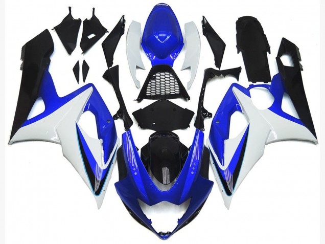 Bleu Brillant & Blanc 2005-2006 Suzuki GSXR 1000 Carénage Moto Bleu Brillant & Blanc 2005-2006 Suzuki GSXR 1000 Carénage Moto