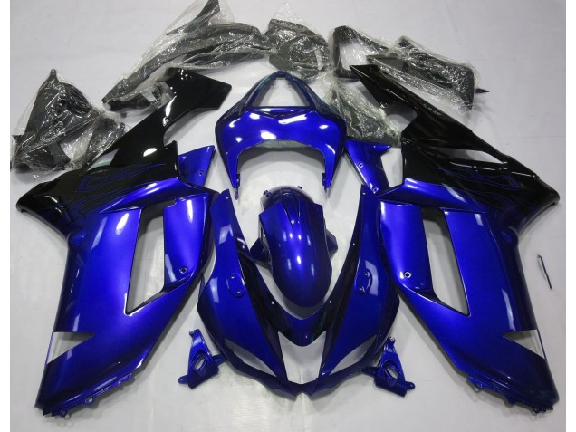 Bleu Brillant & Noir 2007-2008 Kawasaki ZX6R Carénage Moto Bleu Brillant & Noir 2007-2008 Kawasaki ZX6R Carénage Moto