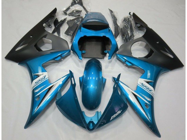 Bleu Clair & Blanc 2003-2004 Yamaha R6 Carénage Moto Bleu Clair & Blanc 2003-2004 Yamaha R6 Carénage Moto
