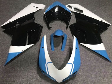 Bleu Clair Brillant Blanc & Noir 2007-2014 Ducati 848 1098 1198 Carénage Moto