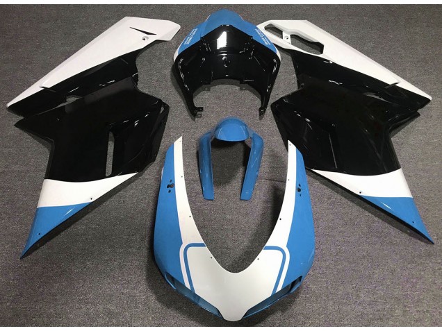 Bleu Clair Brillant Blanc & Noir 2007-2014 Ducati 848 1098 1198 Carénage Moto Bleu Clair Brillant Blanc & Noir 2007-2014 Ducati 848 1098 1198 Carénage Moto