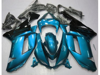 Bleu Clair Brillant & Noir 2007-2008 Kawasaki ZX6R Carénage Moto
