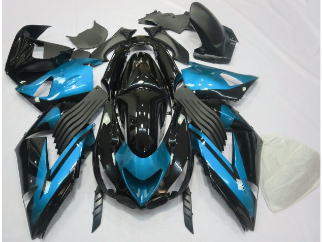 Bleu Clair & Noir Uni 2006-2011 Kawasaki ZX14R Carénage Moto Bleu Clair & Noir Uni 2006-2011 Kawasaki ZX14R Carénage Moto
