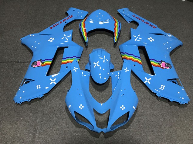 Bleu Clair Personnalisé 2007-2008 Kawasaki ZX6R Carénage Moto Bleu Clair Personnalisé 2007-2008 Kawasaki ZX6R Carénage Moto