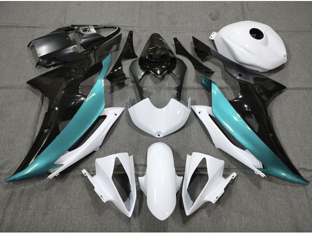 Bleu Clair Personnalisé Noir & Blanc 2008-2016 Yamaha R6 Carénage Moto Bleu Clair Personnalisé Noir & Blanc 2008-2016 Yamaha R6 Carénage Moto