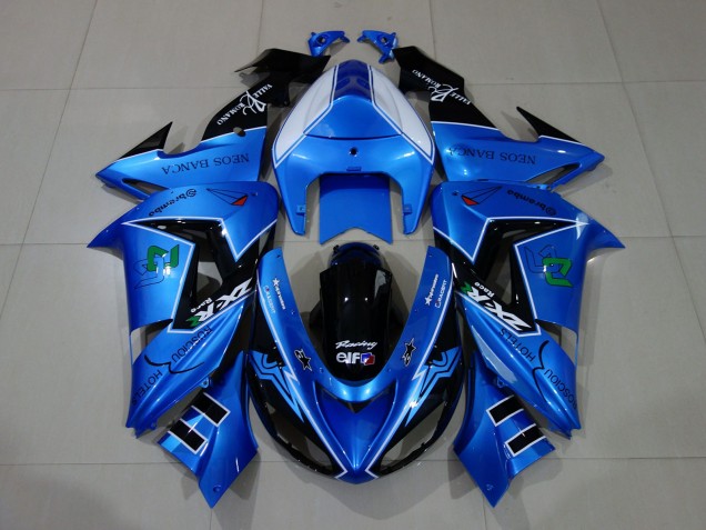 Bleu Liquide & Logos 2006-2007 Kawasaki ZX10R Carénage Moto Bleu Liquide & Logos 2006-2007 Kawasaki ZX10R Carénage Moto