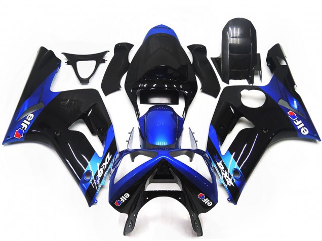 Bleu & Noir Brillant Elf 2003-2004 Kawasaki ZX6R Carénage Moto Bleu & Noir Brillant Elf 2003-2004 Kawasaki ZX6R Carénage Moto