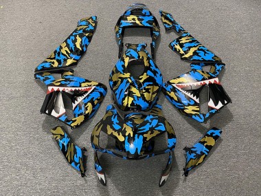 Bleu & Or Camo 2003-2004 Honda CBR600RR Carénage Moto