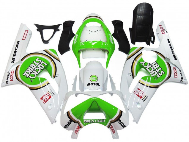 Brillant Vert Lucky Strike 2003-2004 Kawasaki ZX6R Carénage Moto Brillant Vert Lucky Strike 2003-2004 Kawasaki ZX6R Carénage Moto