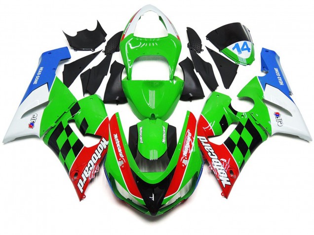 Chèque Multicolore 2005-2006 Kawasaki ZX6R Carénage Moto Chèque Multicolore 2005-2006 Kawasaki ZX6R Carénage Moto
