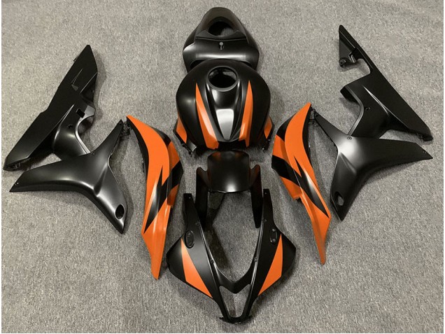 Design Noir Mat & Orange 2007-2008 Honda CBR600RR Carénage Moto Design Noir Mat & Orange 2007-2008 Honda CBR600RR Carénage Moto