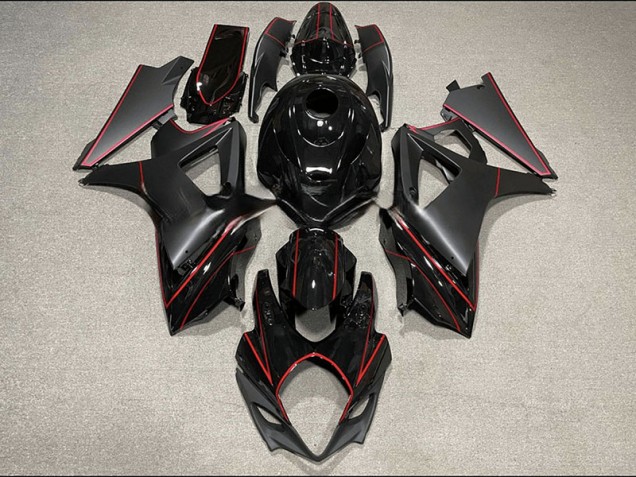 Garniture Noire & Rouge Mate & Brillante 2007-2008 Suzuki GSXR 1000 Carénage Moto Garniture Noire & Rouge Mate & Brillante 2007-2008 Suzuki GSXR 1000 Carénage Moto