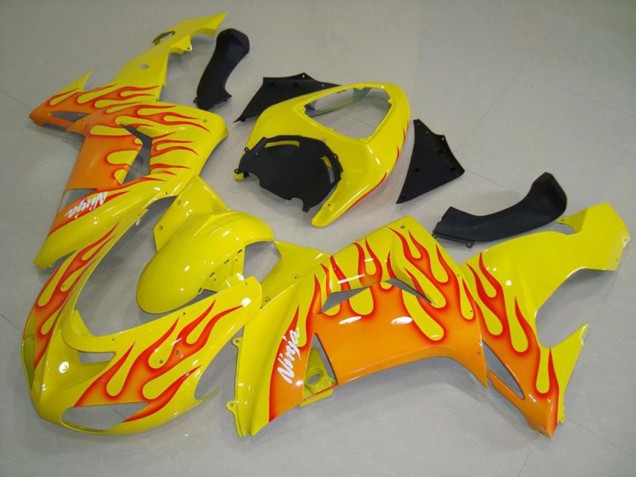 Giallo Arancione Fiamma 2006-2007 Kawasaki ZX10R Carénage Moto Giallo Arancione Fiamma 2006-2007 Kawasaki ZX10R Carénage Moto