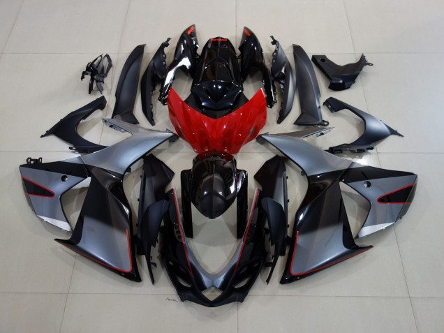 Gris Brillant / Noir Avec Rouge 2011-2024 Suzuki GSXR 600-750 Carénage Moto Gris Brillant / Noir Avec Rouge 2011-2024 Suzuki GSXR 600-750 Carénage Moto