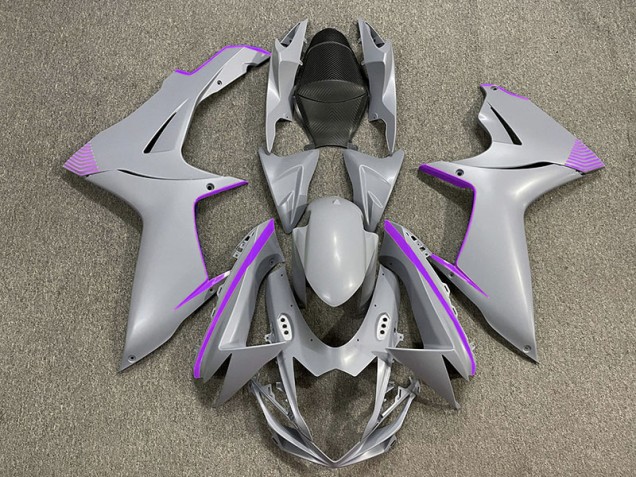 Gris Nardo Mat & Accents Violets 2011-2024 Suzuki GSXR 600-750 Carénage Moto Gris Nardo Mat & Accents Violets 2011-2024 Suzuki GSXR 600-750 Carénage Moto