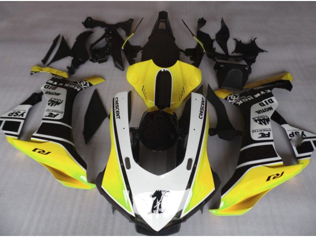 Jaune Brillant & Blanc 2015-2019 Yamaha R1 Carénage Moto Jaune Brillant & Blanc 2015-2019 Yamaha R1 Carénage Moto