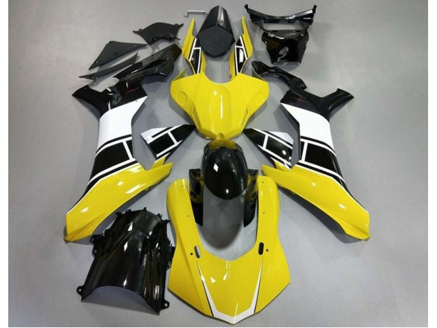 Jaune Brillant Blanc & Noir 2015-2019 Yamaha R1 Carénage Moto Jaune Brillant Blanc & Noir 2015-2019 Yamaha R1 Carénage Moto