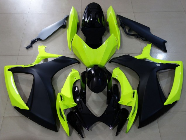 Jaune Brillant & Noir 2006-2007 Suzuki GSXR 600-750 Carénage Moto Jaune Brillant & Noir 2006-2007 Suzuki GSXR 600-750 Carénage Moto