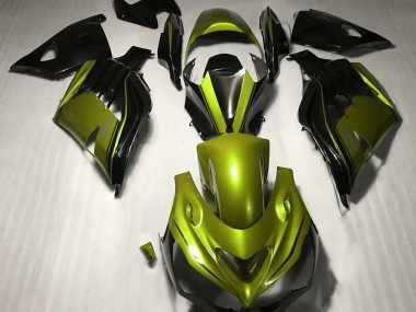 Jaune Brillant & Noir 2012-2021 Kawasaki ZX14R Carénage Moto