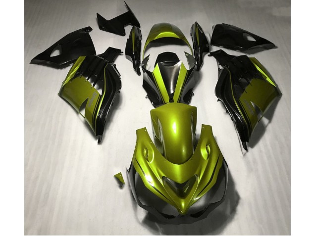 Jaune Brillant & Noir 2012-2021 Kawasaki ZX14R Carénage Moto Jaune Brillant & Noir 2012-2021 Kawasaki ZX14R Carénage Moto
