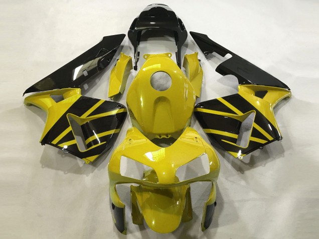 Jaune Moutarde & Noir Brillant 2003-2004 Honda CBR600RR Carénage Moto Jaune Moutarde & Noir Brillant 2003-2004 Honda CBR600RR Carénage Moto