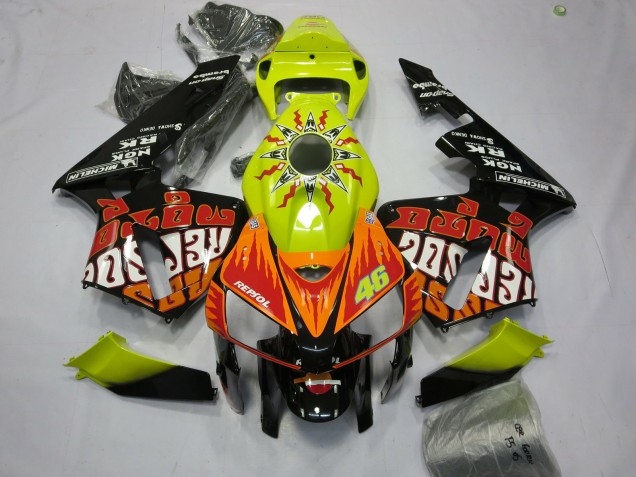 Jaune Vif Rossi 2005-2006 Honda CBR600RR Carénage Moto Jaune Vif Rossi 2005-2006 Honda CBR600RR Carénage Moto