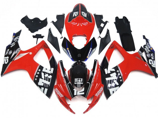 Logos Rouges & Noirs Personnalisés 2006-2007 Suzuki GSXR 600-750 Carénage Moto Logos Rouges & Noirs Personnalisés 2006-2007 Suzuki GSXR 600-750 Carénage Moto