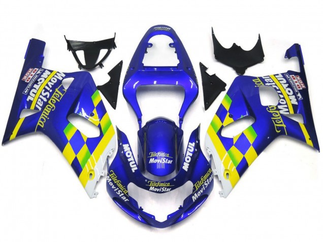 Movistar Bleu Brillant 2001-2003 Suzuki GSXR 600-750 Carénage Moto Movistar Bleu Brillant 2001-2003 Suzuki GSXR 600-750 Carénage Moto
