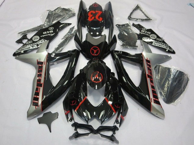 Nero Grigio Jordan 2008-2010 Suzuki GSXR 600-750 Carénage Moto Nero Grigio Jordan 2008-2010 Suzuki GSXR 600-750 Carénage Moto