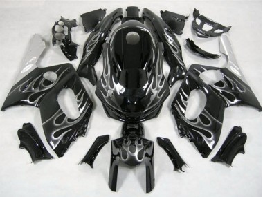 Noir & Argent Flamme 1998-2007 Yamaha YZF600 Carénage Moto