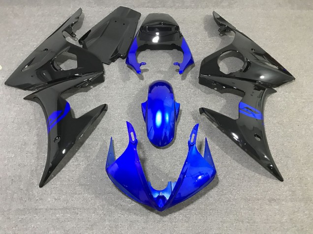 Noir & Bleu Brillant 2003-2004 Yamaha R6 Carénage Moto Noir & Bleu Brillant 2003-2004 Yamaha R6 Carénage Moto
