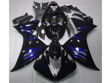 Noir & Bleu Flamme 2009-2011 Yamaha R1 Carénage Moto