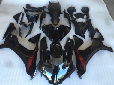 Noir Brillant Avec Logo Rouge 2015-2019 Yamaha R1 Carénage Moto