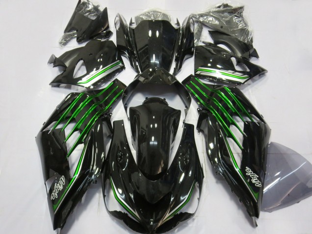 Noir Brillant Avec Vert 2012-2021 Kawasaki ZX14R Carénage Moto Noir Brillant Avec Vert 2012-2021 Kawasaki ZX14R Carénage Moto