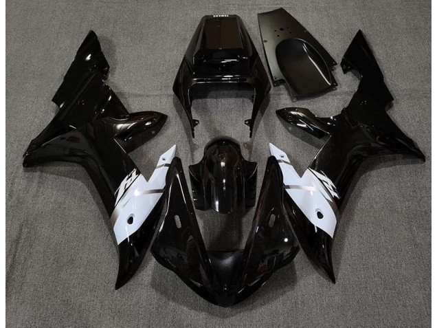 Noir Brillant Blanc & Argent 2002-2003 Yamaha R1 Carénage Moto Noir Brillant Blanc & Argent 2002-2003 Yamaha R1 Carénage Moto