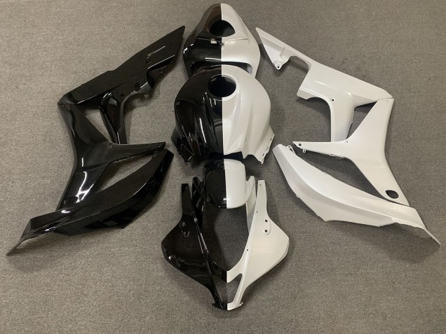Noir Brillant / Blanc Divisé 2007-2008 Honda CBR600RR Carénage Moto Noir Brillant / Blanc Divisé 2007-2008 Honda CBR600RR Carénage Moto